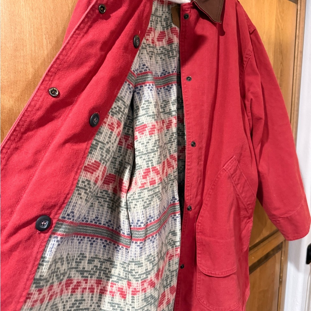 Woolrich Wool Liner Barn Chore Jacket Leather Collar in Old Rose Pink Women's M
